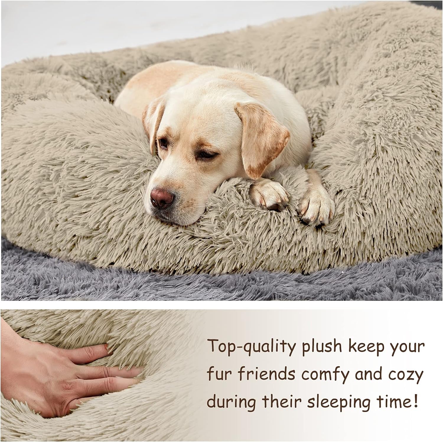 Washable Round Dog Bed – Calming Donut Design 