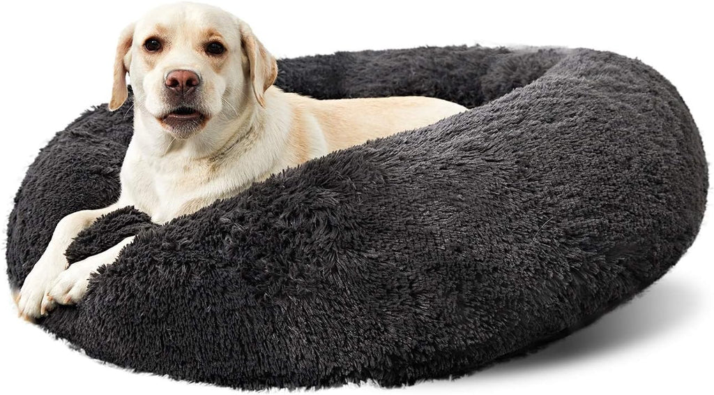 Washable Round Dog Bed – Calming Donut Design 