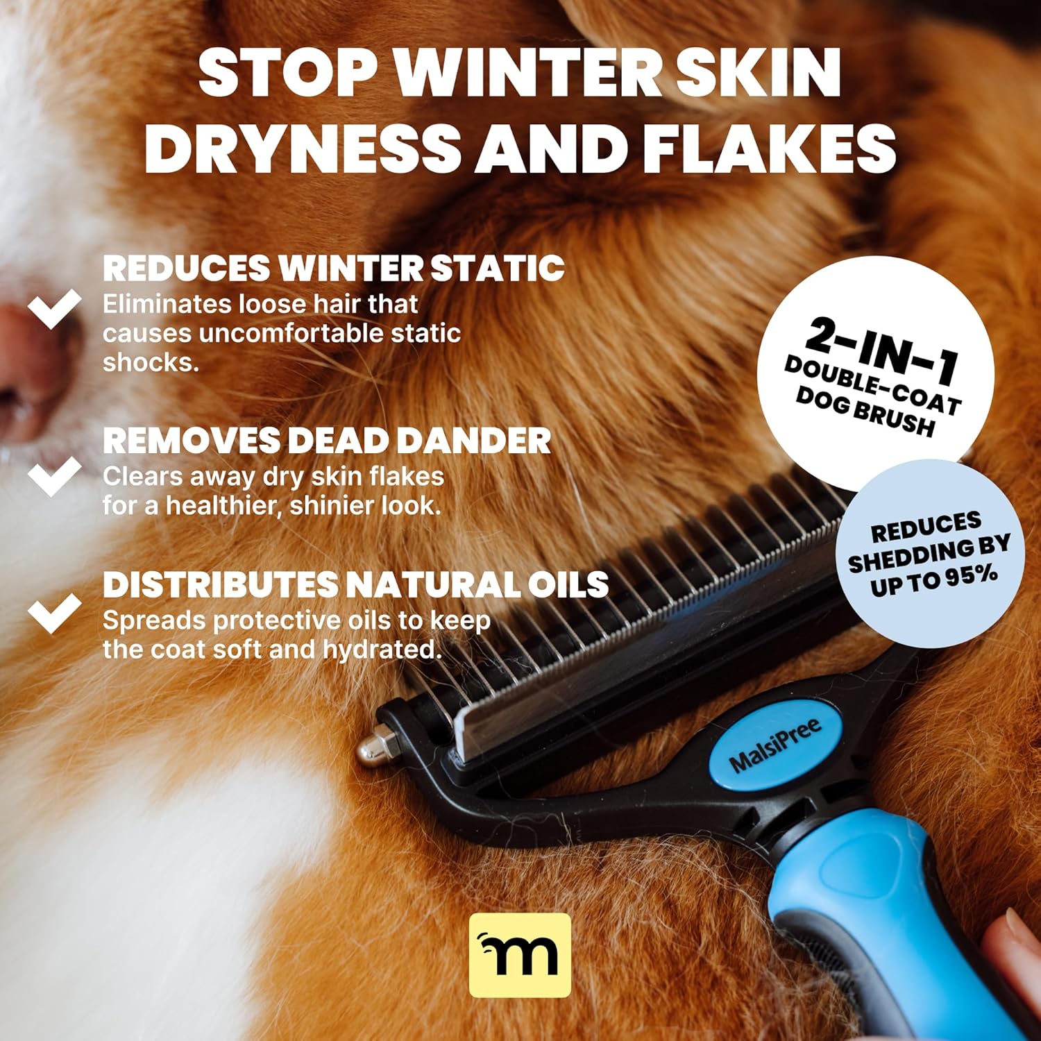 Dog Deshedding Brush – Reduce Shedding & Remove Loose Fur