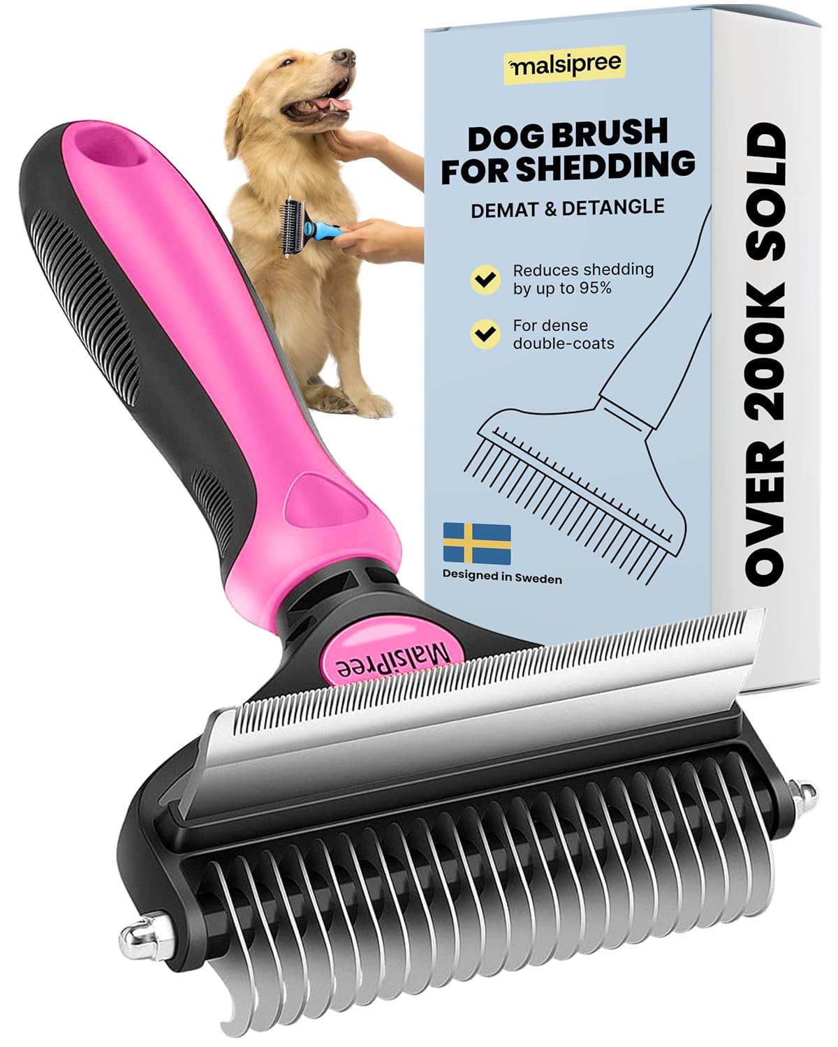 Dog Deshedding Brush – Reduce Shedding & Remove Loose Fur