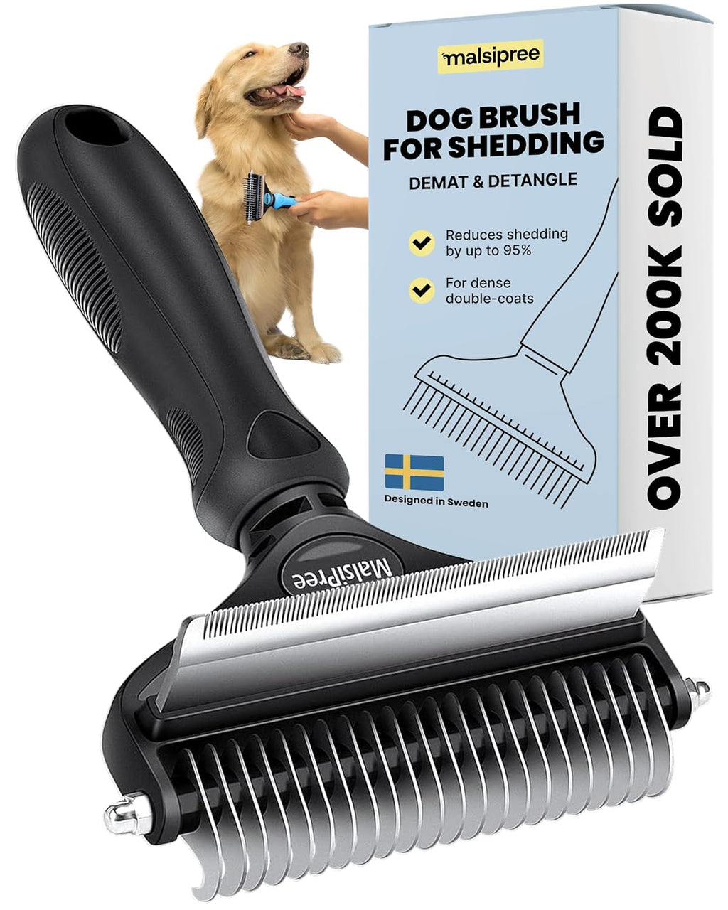 Dog Deshedding Brush – Reduce Shedding & Remove Loose Fur